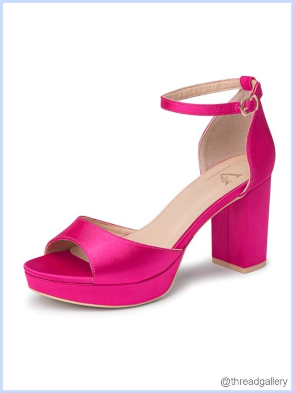 Platform Chunky Heeled Sandals Open Toe Ankle Strap Satin Dress Pumps